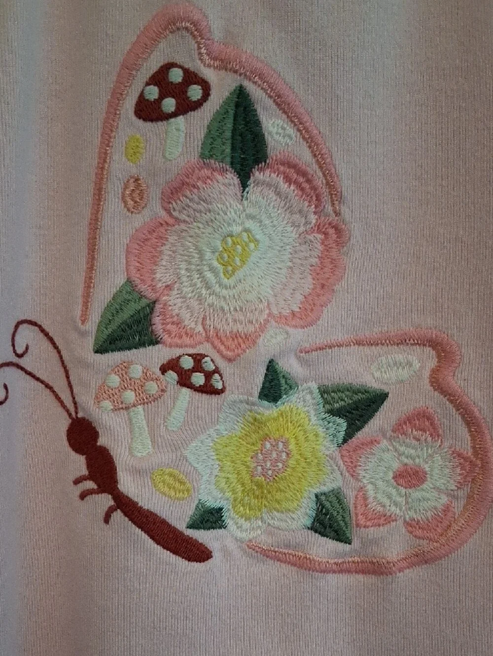 Gymboree Soft Pink Ruffle Collar Cotton Top With A Butterfly Applique.